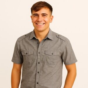 Paper Denim & Cloth Men’s Gray Short Sleeve Button-Up Stretch Shirt Size M